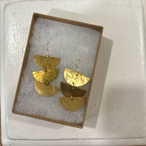 Brass Dangly Geometric Earrings NWOT